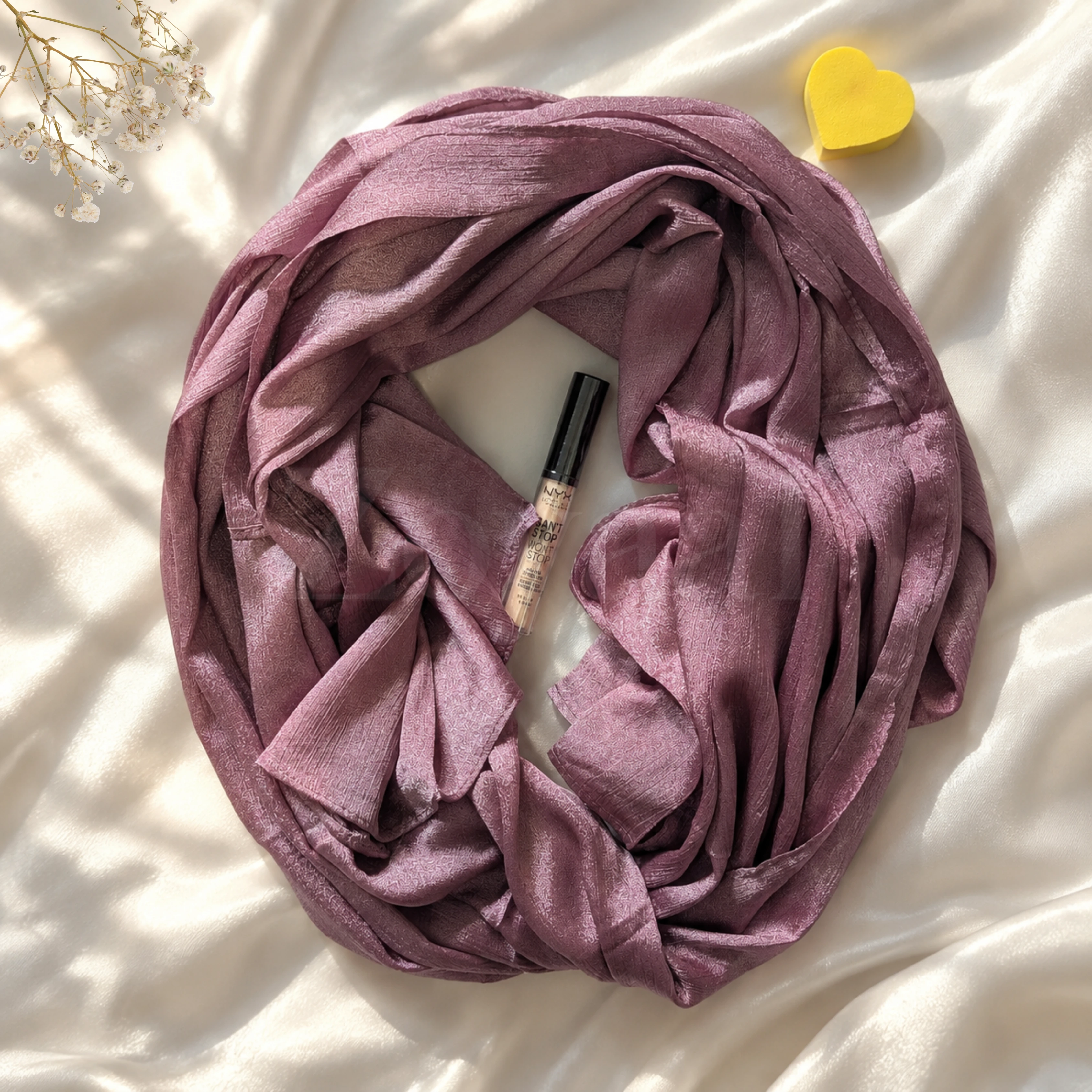 Crinkle Silk Hijab - Dusty Mauve