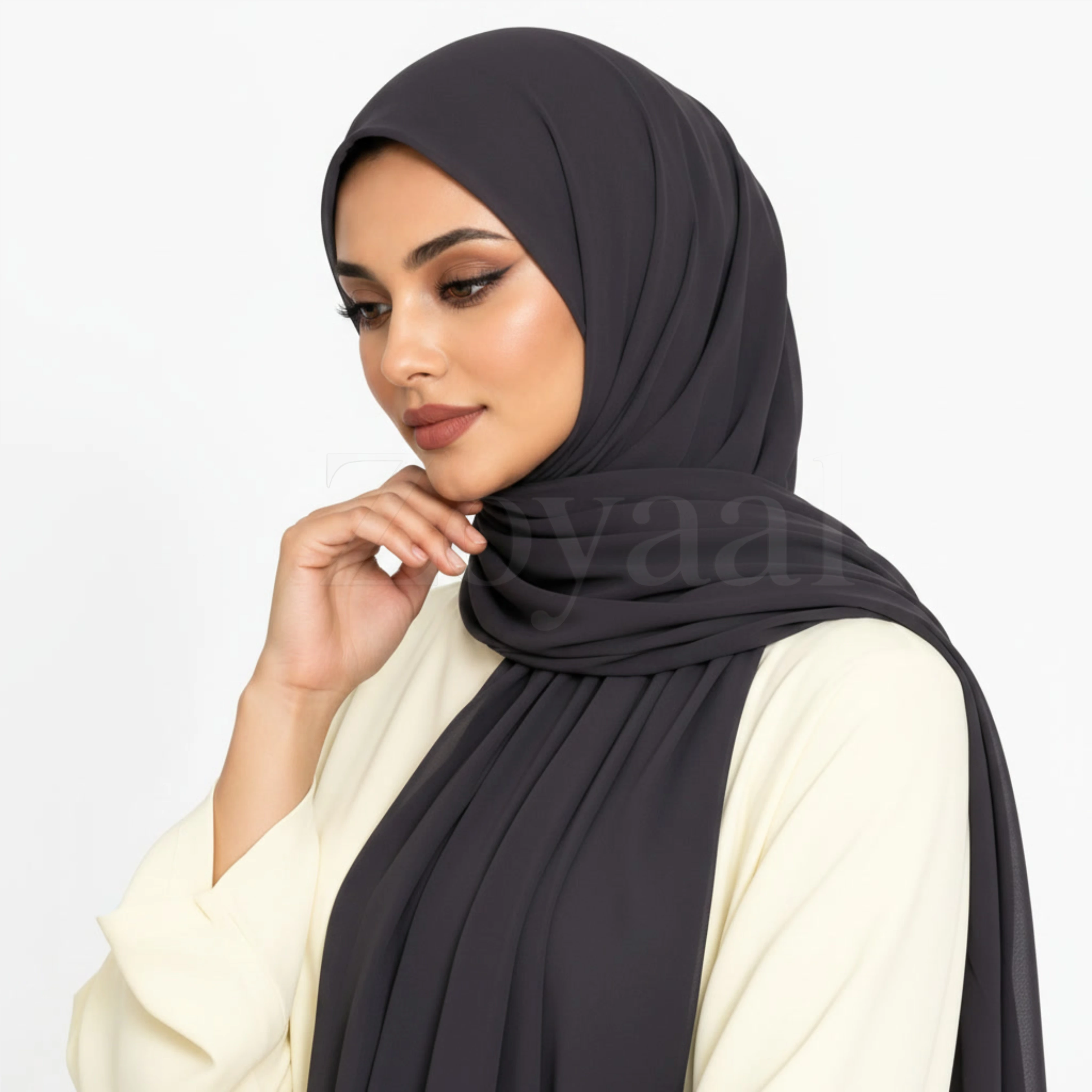 Georgette Hijab - Charcoal Grey