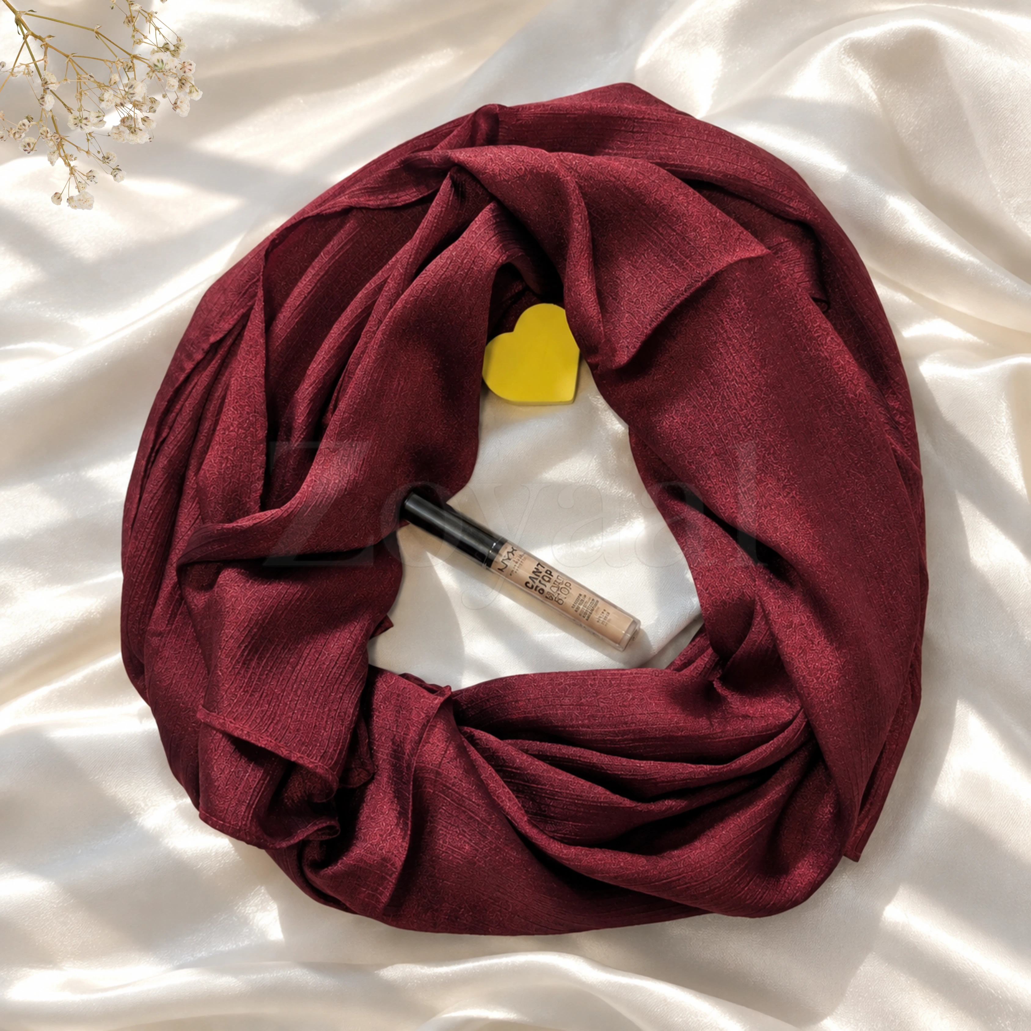 Crinkle Silk Hijab - Maroon