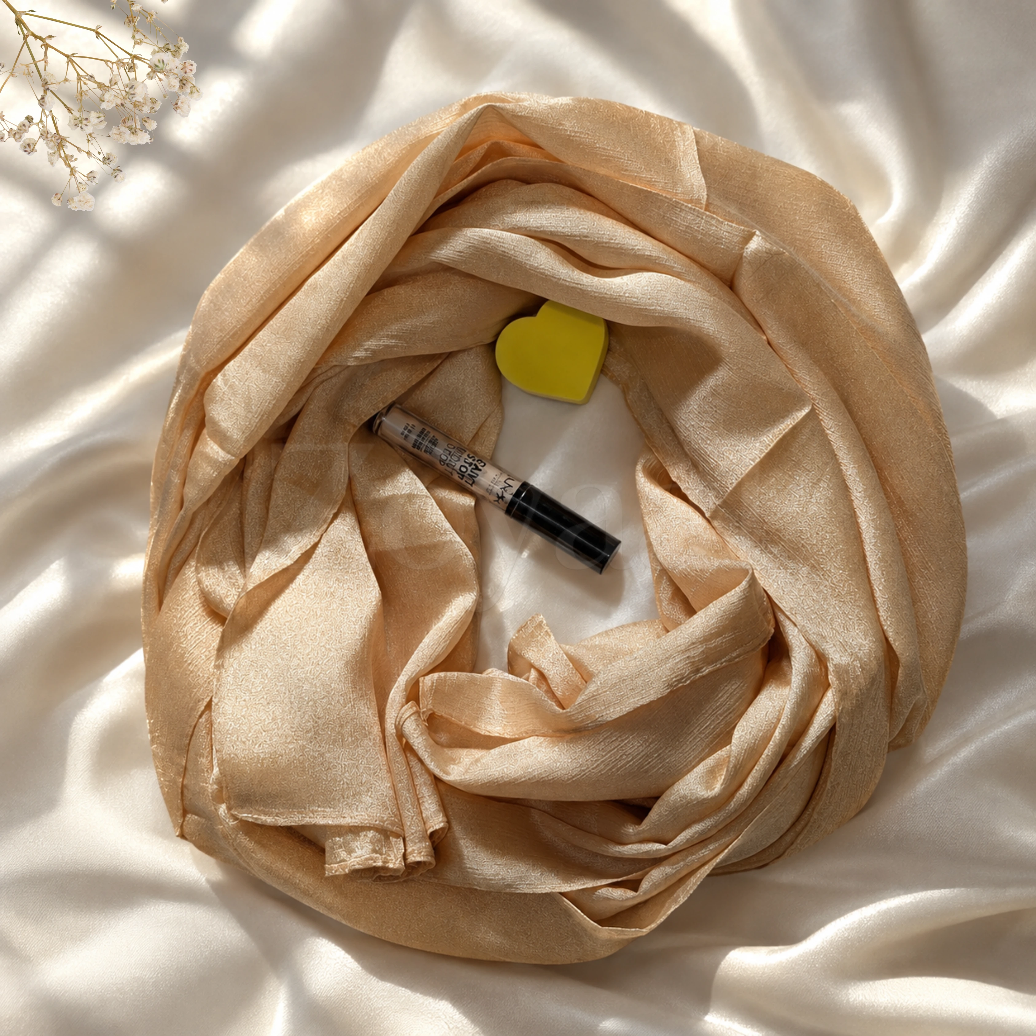 Crinkle Silk Hijab - Warm Sand