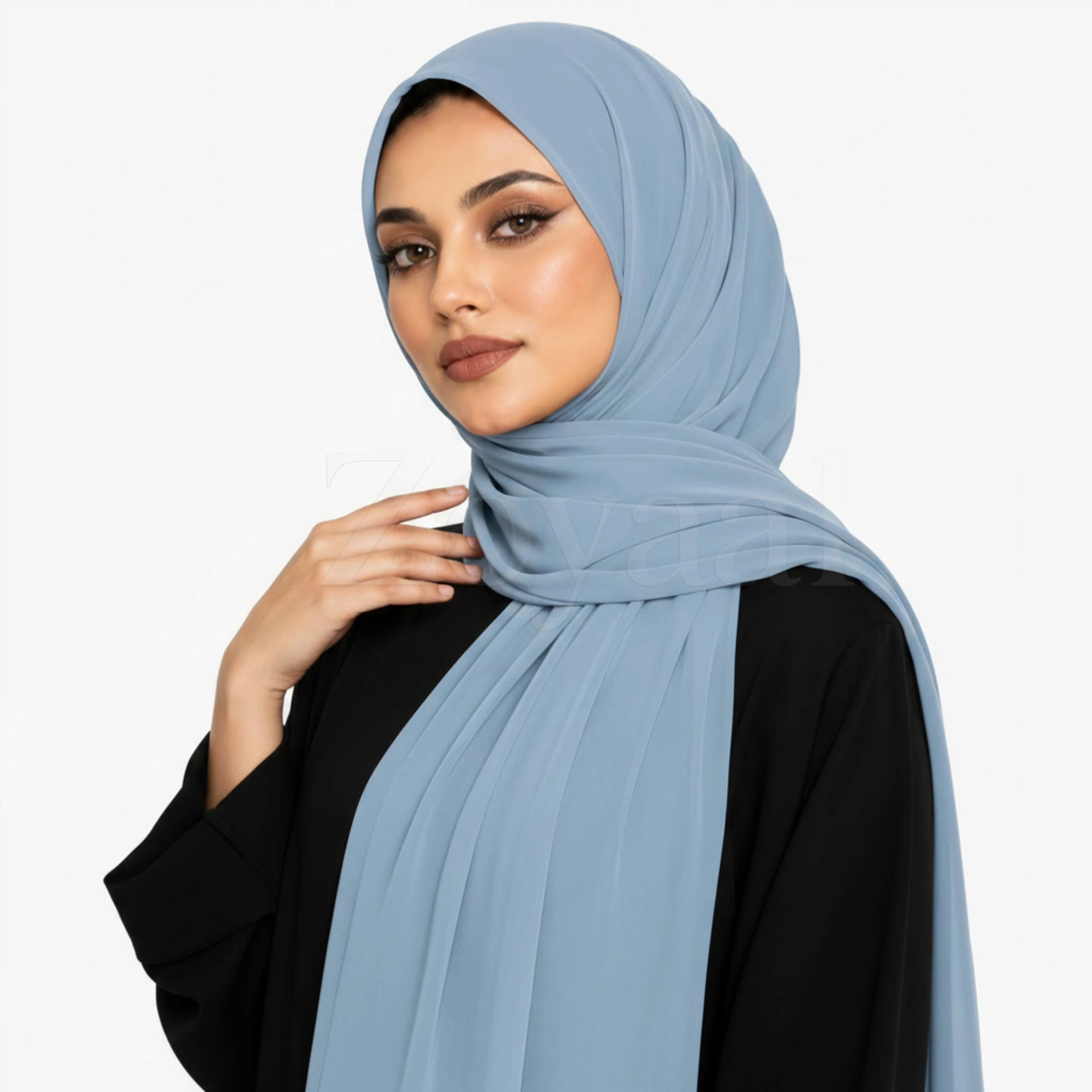 Georgette Hijab - Dusty Azure