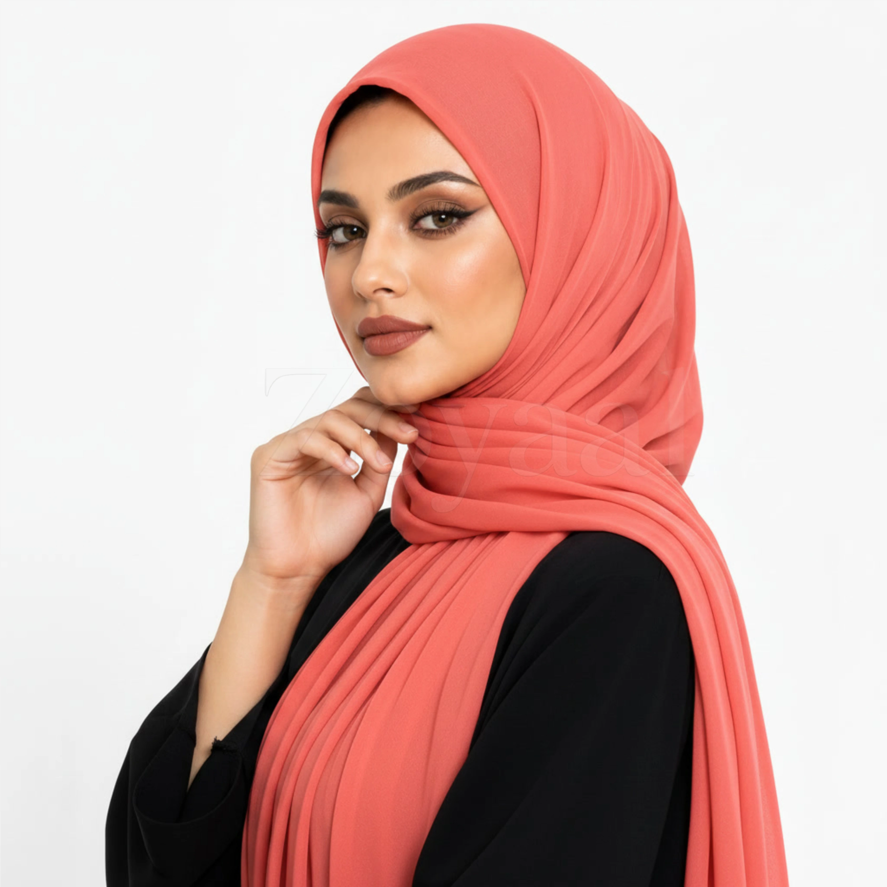 Georgette Hijab - Coral Pink