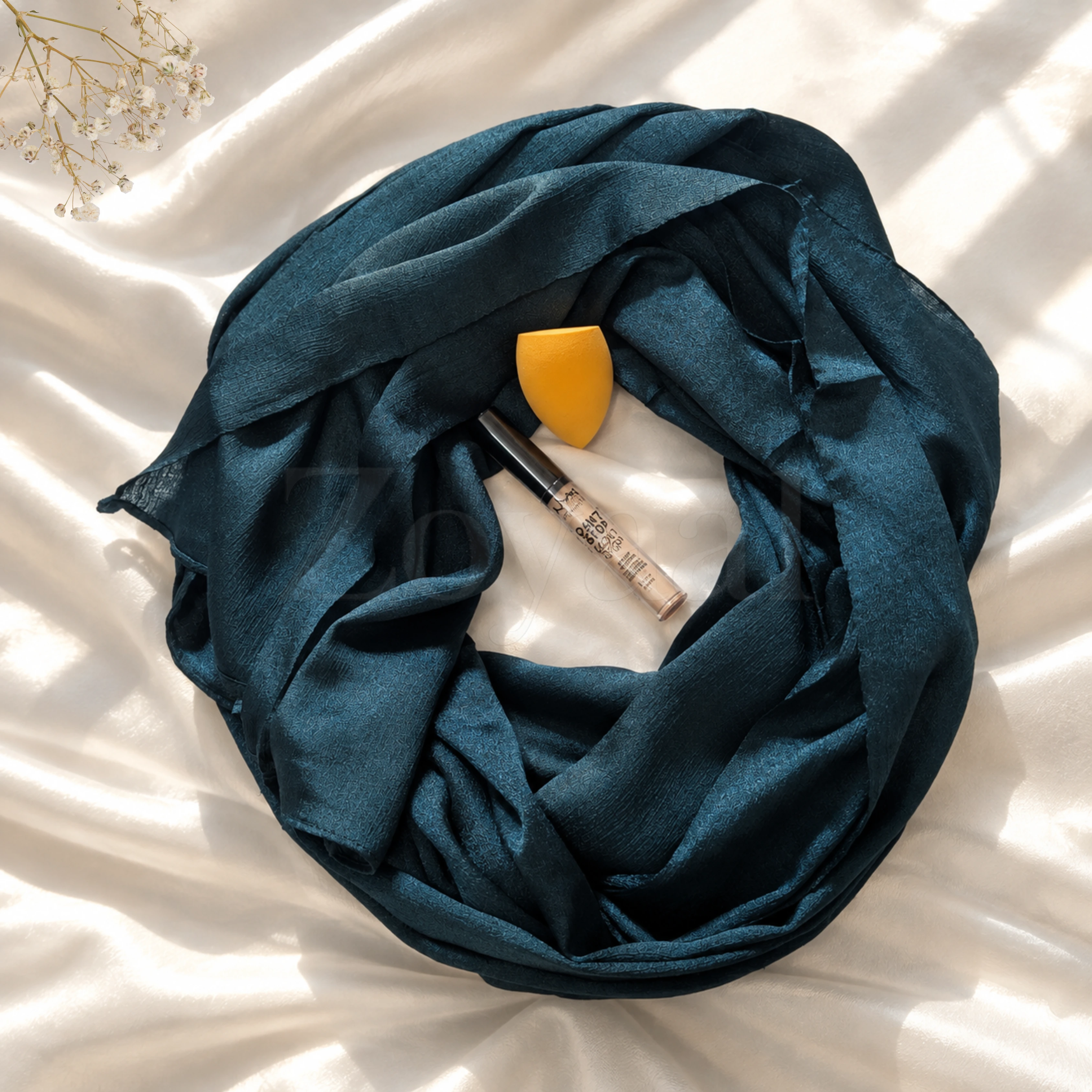 Crinkle Silk Hijab - Deep Teal