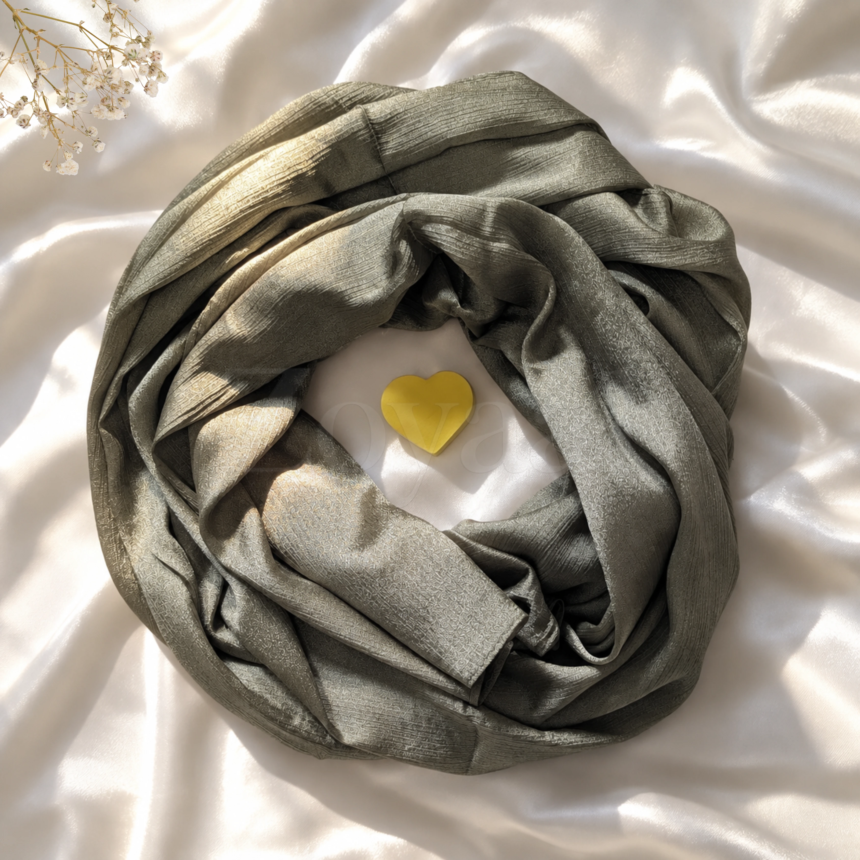 Crinkle Silk Hijab - Metallic Sage
