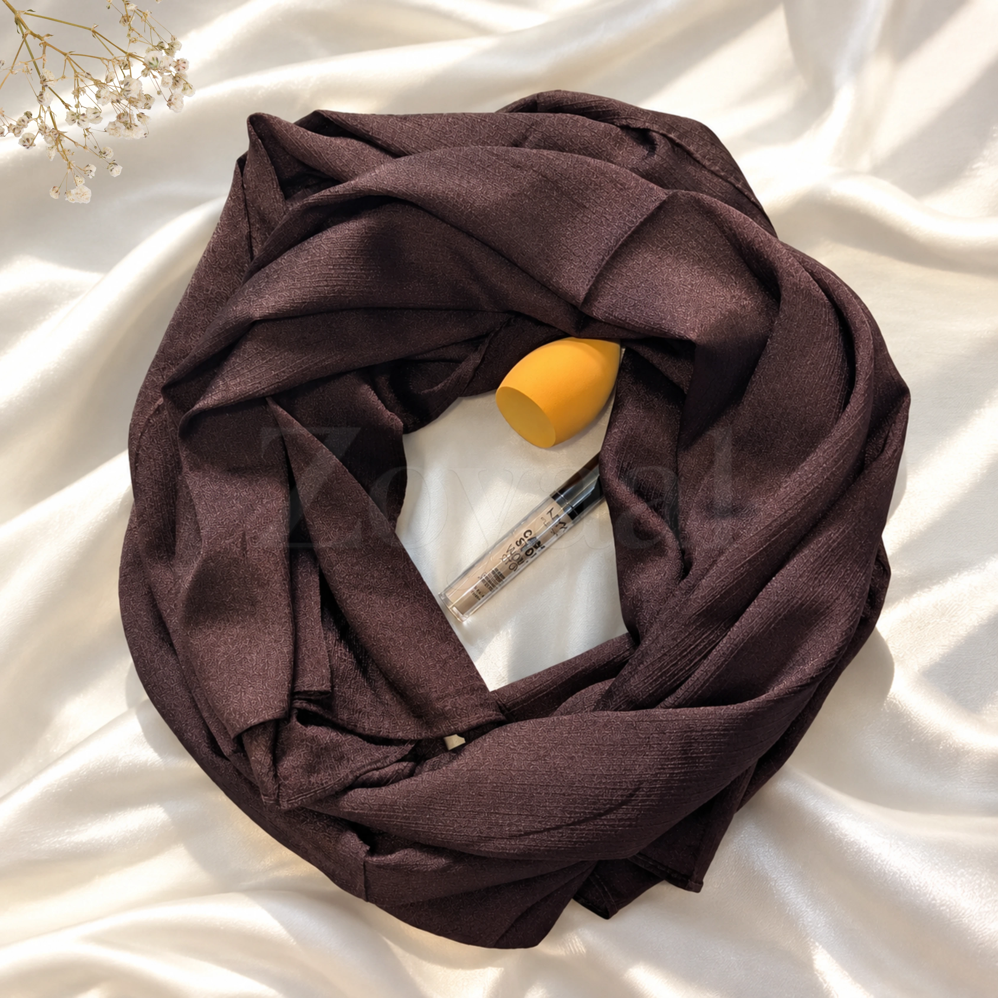 Crinkle Silk Hijab - Dark Espresso