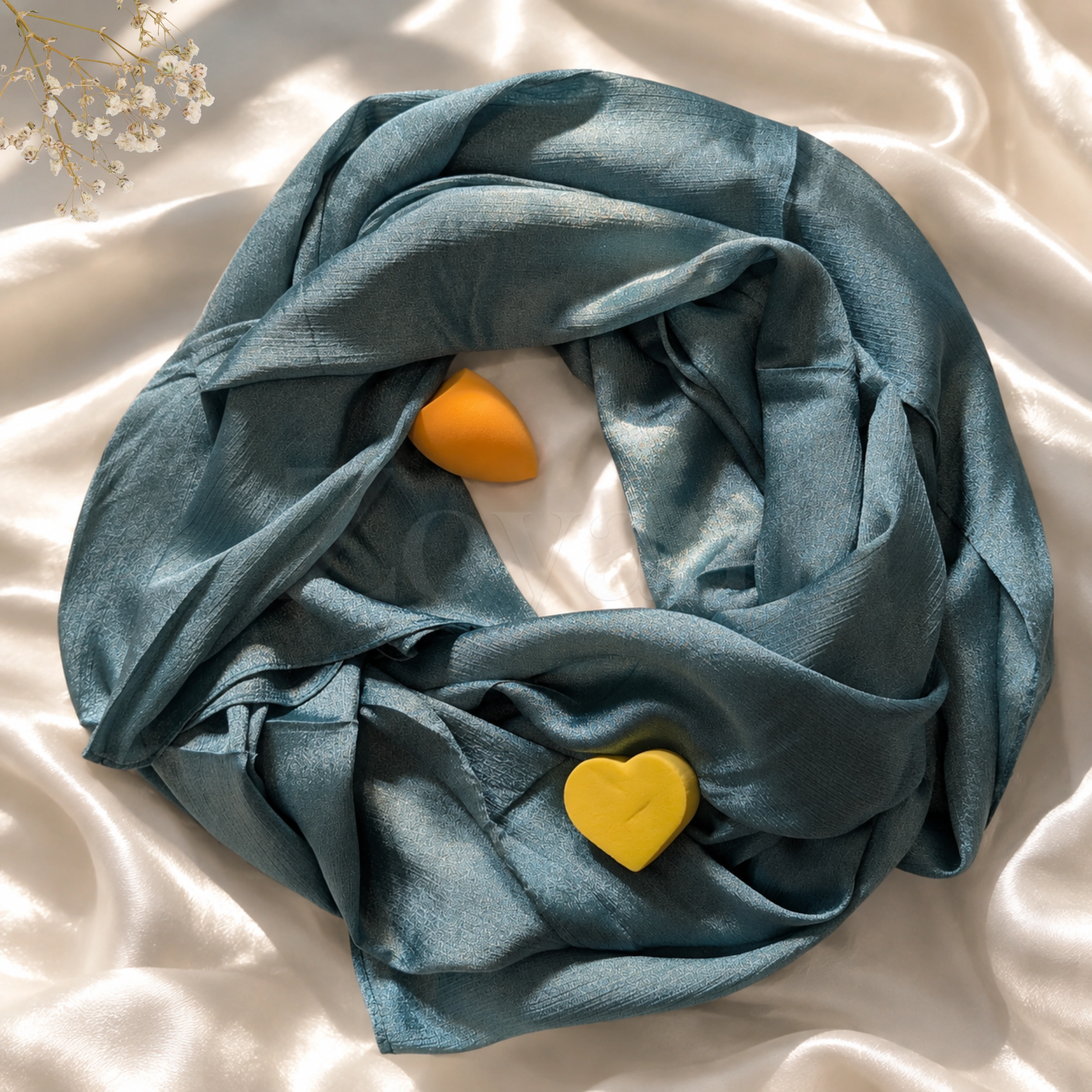 Crinkle Silk Hijab - Steel Blue